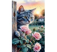 Puzzle 300 Piezas Gato Flor Rosa, Puzzles Imposible, Desafiante Acertijo, Juegos de Rompecabezas para Toda la Familia, Puzzle Adultos 300 Piezas 38 x 26 cm