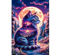 Puzzle 300 Piezas Gato Paisaje Lunar, Puzzles Imposible, Desafiante Acertijo, Juegos de Rompecabezas para Toda la Familia, Puzzle Adultos 300 Piezas 38 x 26 cm