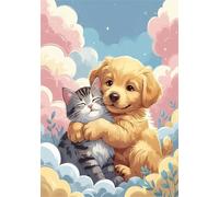 Puzzle 300 Piezas Gato Perro Puzzle, Desarrolla la Logica y la Observaciòn, Ejercita Paciencia Puzzles Adultos 300 Piezas 40 x 28 cm