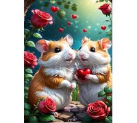 Puzzle 300 Piezas Hámster Flores, Puzzles Imposible, Desafiante Acertijo, Juegos de Rompecabezas para Toda la Familia, Puzzle Adultos 300 Piezas 38 x 26 cm