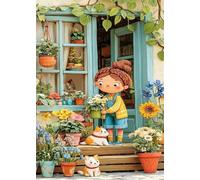 Puzzle 300 Piezas Linda Niña Flor, Puzzles Adultos 40 x 28 cm, Juego Educativo, Puzzle Imposible Desafiante, Juegos Rompecabezas Adultos 300 Piezas