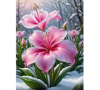 Puzzle 300 Piezas, Lirio Rosa de Invierno Puzzles para Adultos,Rompecabezas de Adultos, Juguetes de Regalo Entretenimento Puzzle, Juego de Rompecabezas