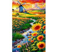 Puzzle 300 Piezas Molino Viento Girasol, Puzzles Imposible, Desafiante Acertijo, Juegos de Rompecabezas para Toda la Familia, Puzzle Adultos 300 Piezas 38 x 26 cm