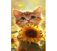Puzzle 300 Piezas para Adultos y Familia - Girasoles Animales Gatos | Rompecabezas de 40x28 cm | Juego de Mesa de Descompresión y Relajación Cumpleaños