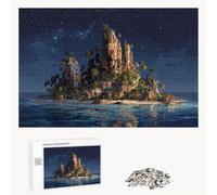 Puzzle 3000 Piezas Adultos Isla & Cielo Estrellado, Rompecabezas con Letras Traseras y Póster, Pasatiempo Antiestrés, Decoración de Pared, Regalo Decorar Mujer Hombre, 111x87cm (14 Años +) P3#445
