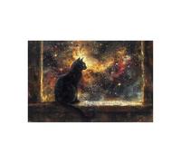 Puzzle 3000 Piezas, Cielo Estrellado Puzzle 3000 Piezas Madera 80 x 120 CM con Caja de Papel de Colores y Bolsa de Malla Portátil, Rompecabezas Gato para Primavera Decoracion Pared Regalo LZPT-01560