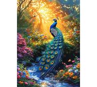 Puzzle 3000 Piezas Pavo Real con Flores Silvestres iluminadas por el Sol | Puzzles Adultos | para Toda La Familia |122x81 cm | Entretenimiento Creativo Rompecabezas Adultos Regalo