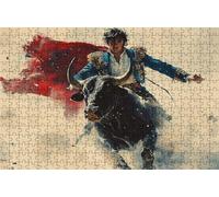 Puzzle 3000 Piezas, Torero Puzzle 3000 Piezas Adulto 120x80 CM, Puzzles Madera Buey Exquisito Embalaje en Caja de Papel, Bolsa de Malla Portátil para Regalo Hombre Mujer Decoracion Pared RXPT-2573