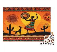 Puzzle 38x26cm/1000pcs Pour Adultes Danseuse tribale,pour Femmes Et Hommes,Planche En Bois,verrouillage De Précision Style d'art ethnique