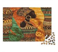 Puzzle 38x26cm/1000pcs Pour Adultes Femme africaine,pour Femmes Et Hommes,Planche En Bois,verrouillage De Précision Art ethnique