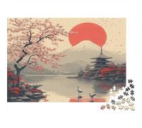 Puzzle 38x26cm/1000pcs Pour Adultes Paysage japonais,pour Femmes Et Hommes,Planche En Bois,verrouillage De Précision Style d'art traditionnel