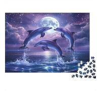Puzzle 38x26cm/1000pcs Pour Adultes Saut de Dauphin,pour Femmes Et Hommes,Planche En Bois,verrouillage De Précision Scène océanique fantastique