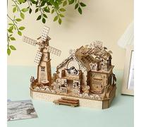 Puzzle 3D de madera con LED y música, kit de construcción de madera 3D para adultos, rompecabezas 3D de arquitectura, kit de construcción de casa en miniatura, regalo de decoración del hogar