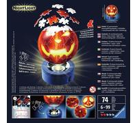 Ravensburger - 3D Puzzle Nightlamp Calabaza Halloween, Puzzle Ball con Luces, 72 Piezas, 6+ Años