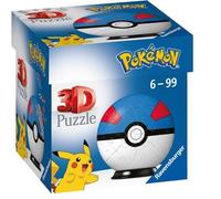 Puzzle 3D Ravensburger, Pokéball Pokémon Azul Y Rojo 54 Piezas