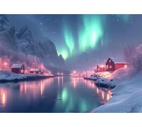 Puzzle 4000 Piezas Adultos Casas Puzle Imposible Auroras boreales Arte Jigsaw Puzzles Educa de Rompecabezas y Juego Familiar para Adultos y Adolescente a Partir de 14 Años Entretenimiento P-449