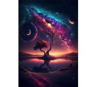 Puzzle 4000 Piezas Adultos Lago Árbol Espacio Fantástico, Rompecabezas Adultos 141x87 cm, Imposible, Difícil, Desafiante, Adecuado para Adultos y para la Decoración del Hogar