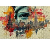 Puzzle 4000 Piezas Ciudad, Puzzle 4000 Piezas Adulto Estatua De La Libertad, Rompecabezas de Madera para Adultos 140x90 CM, Puzzles para Toda la Familia Cuadros Decoracion Salon Modernos RXPT-403