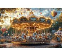 Puzzle 4000 Piezas, Globo AerostáTico Puzzle 4000 Piezas Adulto 90 x 140 CM, Puzzles Madera Carrusel Exquisito Embalaje en Caja de Papel, Bolsa de Malla Portátil para Regalo Decoracion Pared RXPT-606