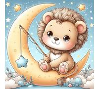 Puzzle 48 Piezas Adultos, León Dibujos Animados Luna Rompecabezas Adultos, Desarrolla la Concentraciòn Mentàl y la Logica, Puzzles 48 Piezas 20x20 cm