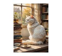 Puzzle 50 Piezas Adultos Estantería Animales Gato, Educativo Intelectual Descompresión Divertido Juego Familiar, Rompecabezas 50 Piezas 35 x 25 cm