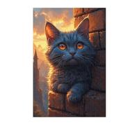 Puzzle 50 Piezas Adultos Gatos Atardecer, Educativo Intelectual Descompresión Divertido Juego Familiar, Rompecabezas 50 Piezas 35 x 25 cm