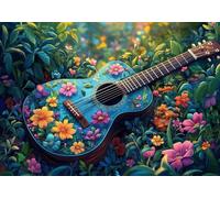 Puzzle 500 Pieces Fiori e Chitarra Impossible Rompecabezas Juegos Casuales Puzzle de Madera para Adultos y niños a Partir de 14, Cultivar la Paciencia y la concentración, Decoración del Hogar S-1