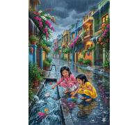 Puzzle 500 Piezas Adultos Ciudad Calles Lluvia, Rompecabezas Adultos 52x38 cm, Imposible, Difícil, Desafiante, Adecuado para Adultos y para la Decoración del Hogar