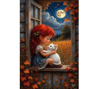 Puzzle 500 Piezas Adultos, Gata Chica Luna Puzzles Adultos, Ejercitar la Lógica y la Concentraciòn Juegos Educativo, Rompecabezas 500 Piezas 52x38 cm
