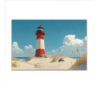 Puzzle 500 Piezas Adultos Puzzle Faro Playa Rompecabezas Adultos XXL 52 x 38cm, Impossible Rompecabezas, Madera Jigsaw Arte Juego Educa Familiar Aliviar El Estrés, Regalos para Hombres y Mujeres T-81