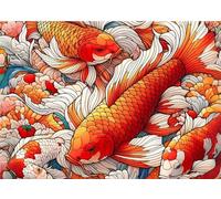 Puzzle 500 Piezas, Animales Koi Rojos Puzzles para Adultos,Rompecabezas de Adultos, Juguetes de Regalo Entretenimento Puzzle, Juego de Rompecabezas