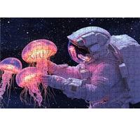 Puzzle 500 Piezas, Astronauta Puzzle 500 Piezas Adulto 40 x 55 CM, Puzzles Madera Medusa Exquisito Embalaje en Caja de Papel, Bolsa de Malla Portátil para Regalo Hombre Mujer Decoracion Pared RXPT3841