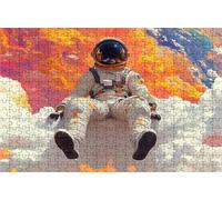 Puzzle 500 Piezas, Astronauta Puzzle 500 Piezas Adulto 40 x 55 CM, Puzzles Madera Nube Exquisito Embalaje en Caja de Papel, Bolsa de Malla Portátil para Regalo Hombre Mujer Decoracion Pared RXPT-2059