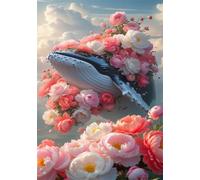 Puzzle 500 Piezas Ballenas Flores, Puzzles Imposible, Desafiante Acertijo, Juegos de Rompecabezas para Toda la Familia, Puzzle Adultos 500 Piezas 52 x 38 cm