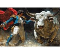 Puzzle 500 Piezas, Buey Puzzle 500 Piezas Adulto 40x55 cm, Puzzles Madera Torero Exquisito Embalaje en Caja de Papel, Bolsa de Malla Portátil para Regalo Hombre Mujer Decoracion Pared RXPT-2577
