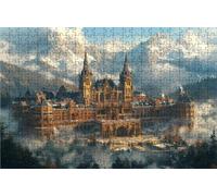 Puzzle 500 Piezas, Castillo Puzzle 500 Piezas Adulto 55x40CM, Puzzles Madera Invierno Exquisito Embalaje en Caja de Papel, Bolsa de Malla Portátil para Regalo Hombre Mujer Decoracion Pared RXPT-2197
