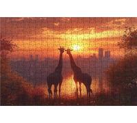 Puzzle 500 Piezas Jirafa, Puzzle 500 Piezas Adulto Ciudad, Rompecabezas de Madera para Adultos 40x55 cm, Puzzles para Toda la Familia Cuadros Decoracion Salon Modernos Regalo Mujer Hombre RXPT-9446