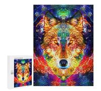 Puzzle 500 piezas para adultos Colorful Wolf Retrait Artwork -1 para adolescentes rompecabezas juguetes decoración de pared análisis y lógica regalos de Navidad y cumpleaños 500 piezas