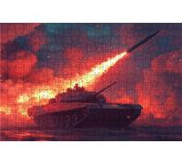 Puzzle 500 Piezas, Tanque Puzzle 500 Piezas Adulto 40x55 cm, Puzzles Madera Cohete Exquisito Embalaje en Caja de Papel, Bolsa de Malla Portátil para Regalo Hombre Mujer Decoracion Pared RXPT-7275