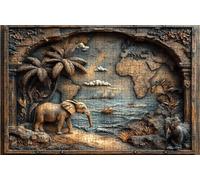 Puzzle 5000 Piezas Elefante, Puzzle 5000 Piezas Adulto Mapa del Mundo, Rompecabezas de Madera para Adultos 105x160 CM, Puzzles para Toda la Familia Cuadros Decoracion Salon Modernos Regalo RXPT-9144
