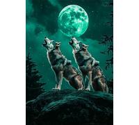 Puzzle 5000 Piezas Lobo Puzzle Luna Rompecabezas Adultos, Rompecabezas Pieza de Madera Juguetes Jigsaw Arte, Jigsaw educa para Adultos y niños a Partir de 14 Años U-1001
