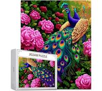 Puzzle 5000 Piezas Pavo Real Rompecabezas para Adultos, un Rompecabezas Desafiante, Juegos de Puzzle para Toda la Familia, Letras en la Parte Posterior, Decoración del Hogar Regalos Peonía H-1385
