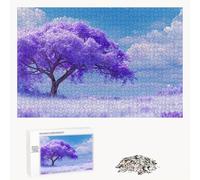 Puzzle 520 Piezas Adultos Árbol & Púrpura, Rompecabezas con Letras Traseras y Póster, Pasatiempo Antiestrés, Decoración de Pared, Regalo Decorar Mujer Hombre 52 x 38 cm (14 Años +) P3#318