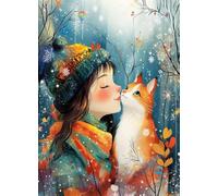 Puzzle 520 Piezas para Adultos y Familia - Gata Niña Acuarela | Rompecabezas de 52x38 cm | Juego de Mesa de Descompresión y Relajación Cumpleaños