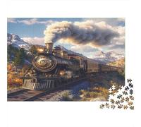 Puzzle 52x38cm/1000pcs Pour Adultes Train Vintage,pour Femmes Et Hommes,Planche En Bois,verrouillage De Précision Style Locomotive à vapeur