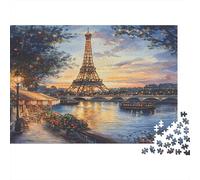 Puzzle 52x38cm/1000pcs Pour Adultes Vue de Paris,pour Femmes Et Hommes,Planche En Bois,verrouillage De Précision Vue panoramique à l'aquarelle