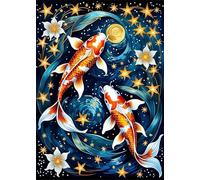 Puzzle 60 Piezas Adultos Juguete Desafío y Juego Educativo Puzzle para Adultos 60 Piezas, Rompecabezas Imposible Colorido, Koi de Estanque Estelar 40x28cm