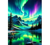 Puzzle 60 Piezas,Paisaje del Lago Aurora Puzzles para Adultos,Rompecabezas de Adultos,Juguetes de Regalo Entretenimento Puzzle,Juego de Rompecabezas