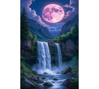 Puzzle 70 Piezas Adultos Cascada Luna, Retos Divertidos, Relajarse, Desarrolla la Concentraciòn Mentàl, Rompecabezas Adultos 70 Piezas 20 x 15 cm