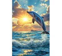 Puzzle 70 Piezas Adultos Delfines Amanecer, Desarrolla la Concentraciòn y la Logica Desafío de Entretenimiento para la Mente, Puzzles 70 Piezas 20 x 15 cm